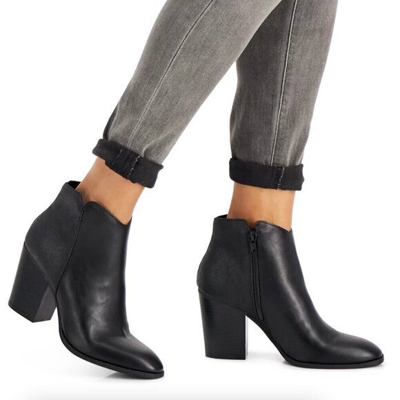 Womens Graceyy Faux Leather Ankle Boots Black - Picture 1 of 7